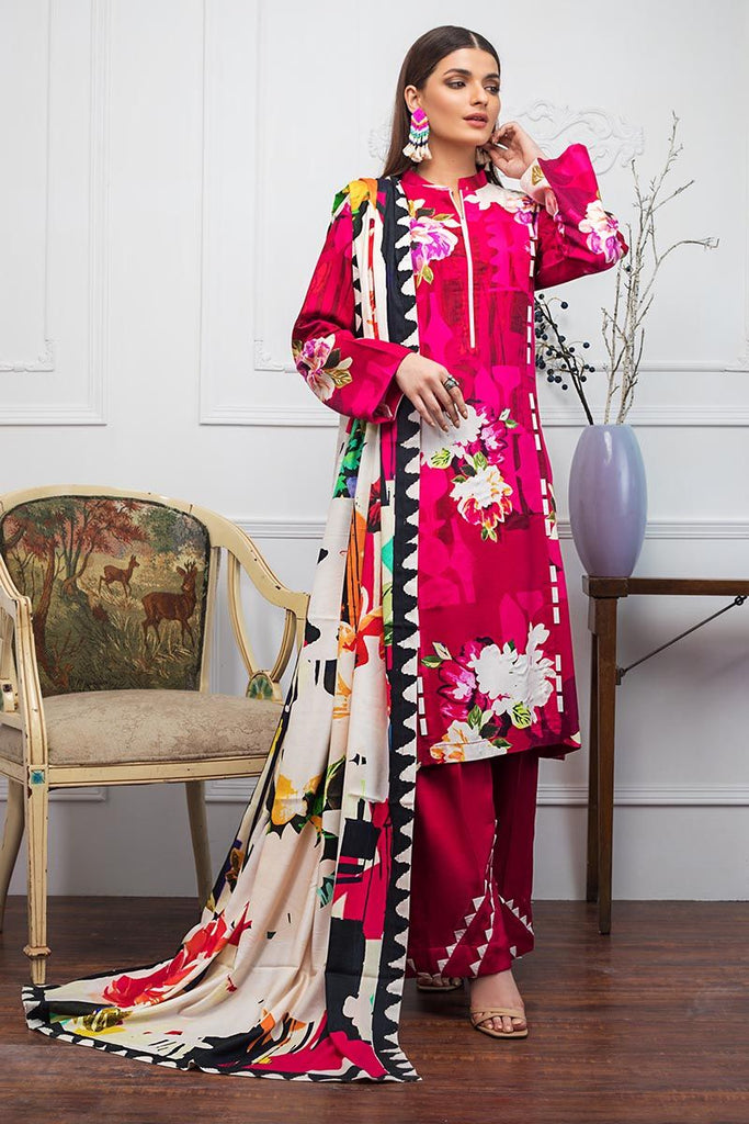 Gul Ahmed Winter Collection – 3 PC Digital Printed Twill Linen Suit LT-07