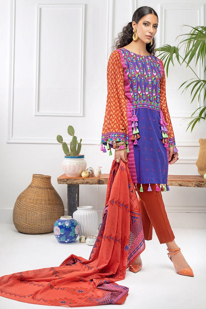 Gul Ahmed Mid Summer Cambric Collection – 3 PC Unstitched Printed Cambric Suit CBN-123