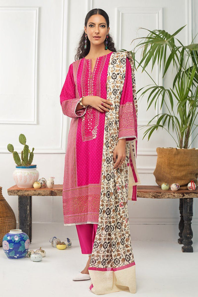 Gul Ahmed Mid Summer Cambric Collection – 3 PC Unstitched Embroidered Cambric Suit CBE-121