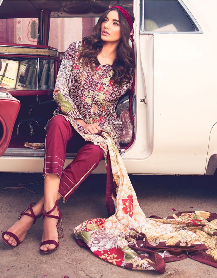 Rang Rasiya Rouge Lawn Collection 2018 – 3001 B