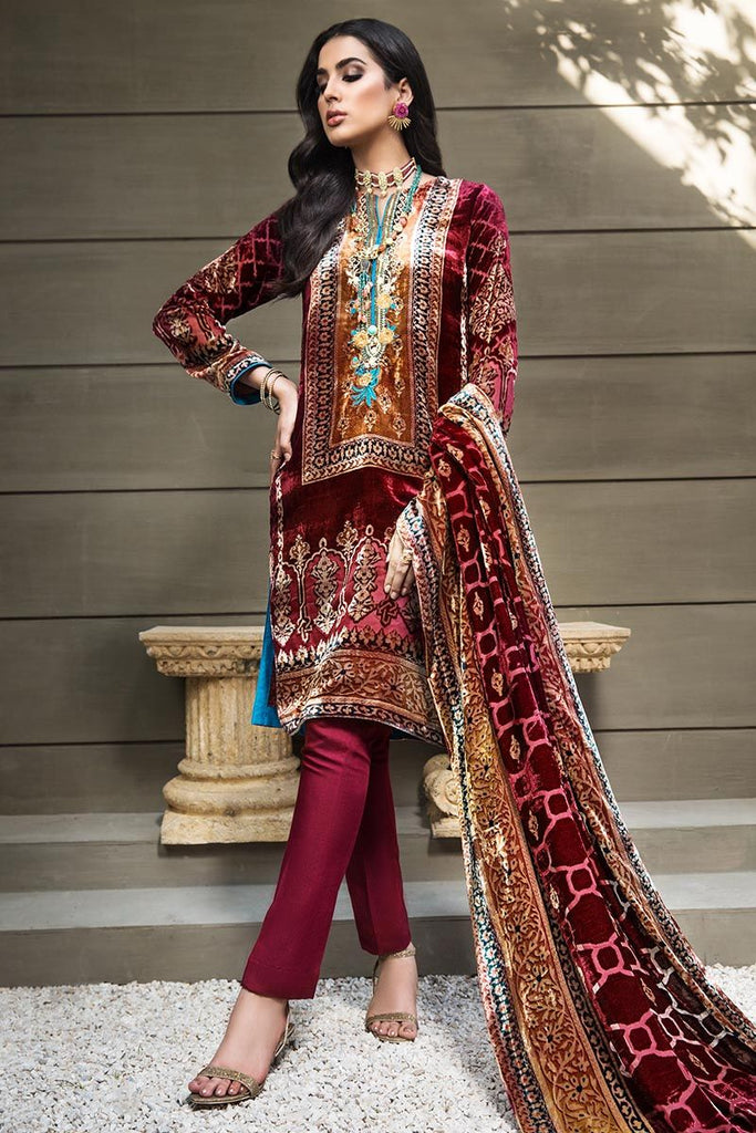 Gul Ahmed Winter Collection – 3 PC Printed Suit with Nylon Velvet Dupatta BVL-25