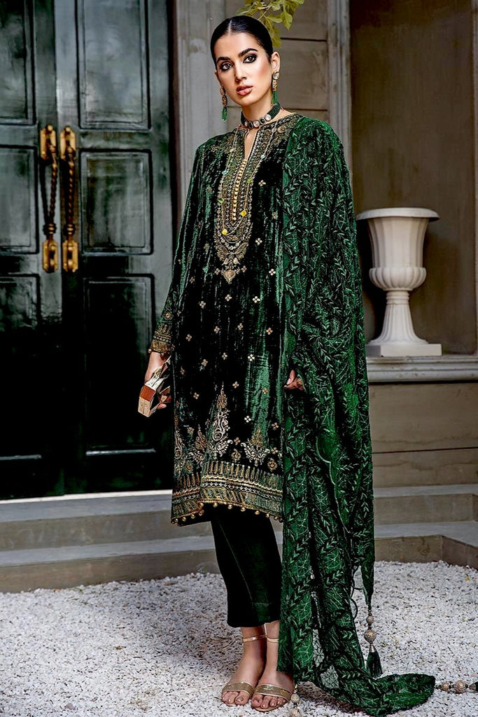 Gul Ahmed Winter Collection – 3 PC Embroidered Suit with Embroidered Net Dupatta PM-319