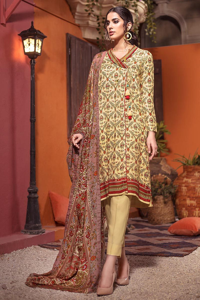 Gul Ahmed Winter Collection – 3 PC Twill Linen Suit with Pashmina Shawl AP-31