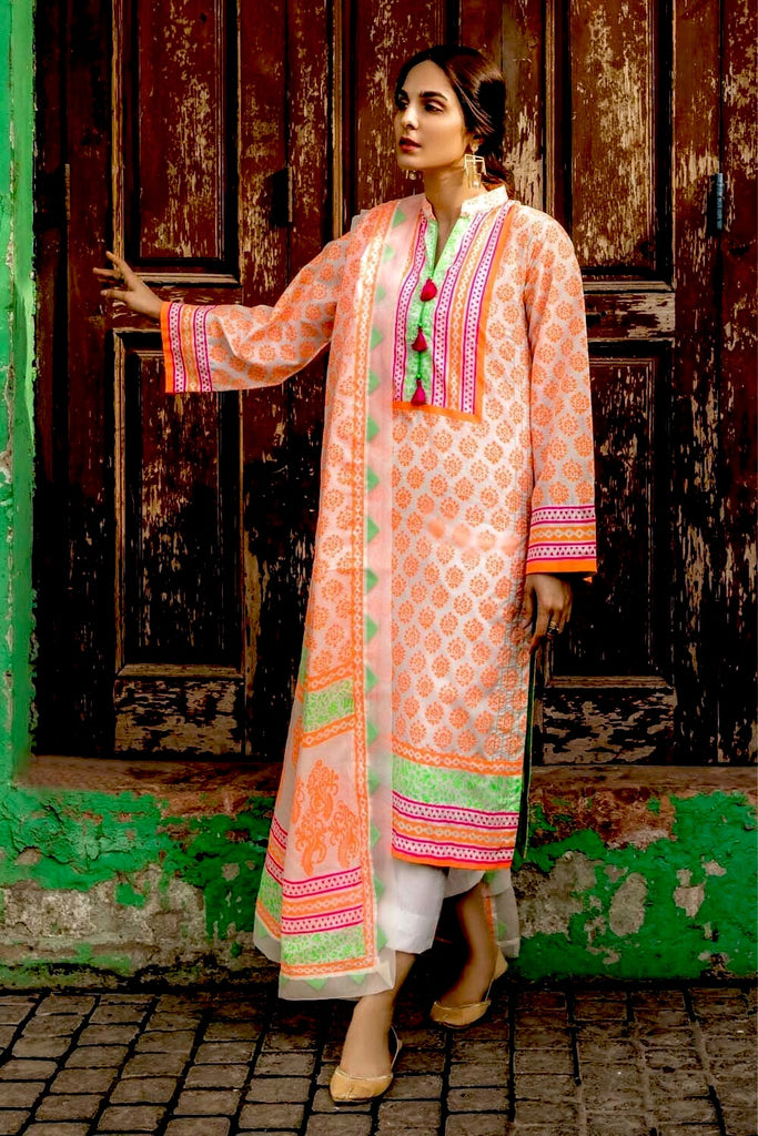 Gul Ahmed Lahore Lawn Collection 2021 – 3PC Neon Printed Lawn Suit CL-1327 A