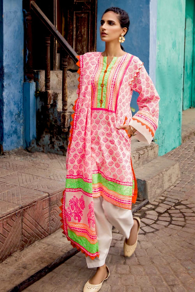 Gul Ahmed Lahore Lawn Collection 2021 – 3PC Neon Printed Lawn Suit CL-1327 B