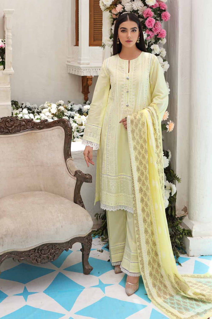 Gul Ahmed Festive Collection – Embroidered Lawn Suit with Gold Gold Printed Bamber Dupatta FE-12120