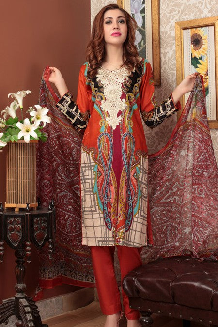 Needle Creation Elegant Embroidered Lawn Collection '17 – 3A