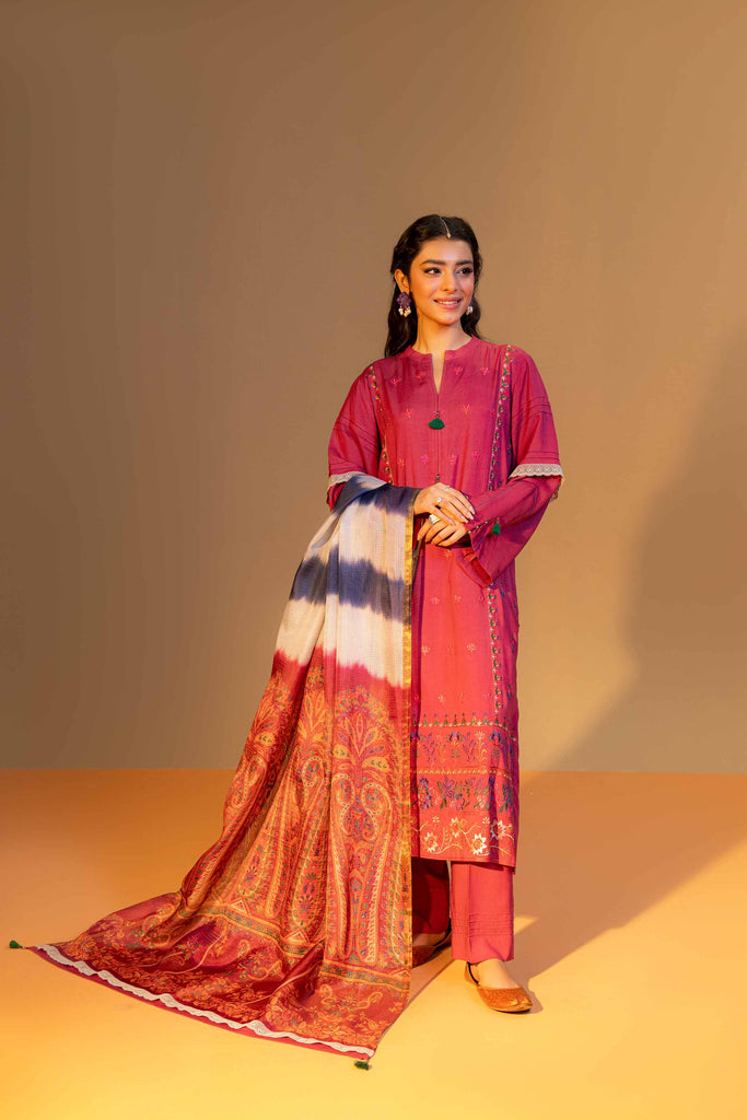 Nishat Linen Silk Collection – 3 Piece - Embroidered Suit - 42306464
