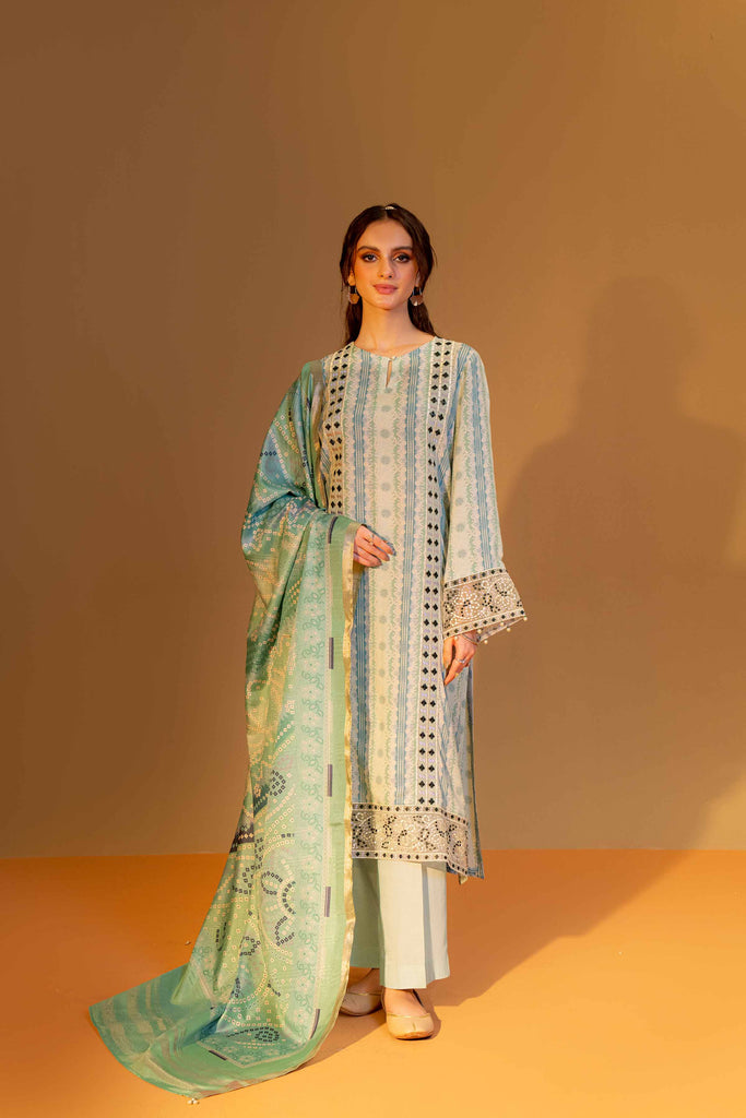 Nishat Linen Silk Collection – 3 Piece - Printed Embroidered Suit - 42306467