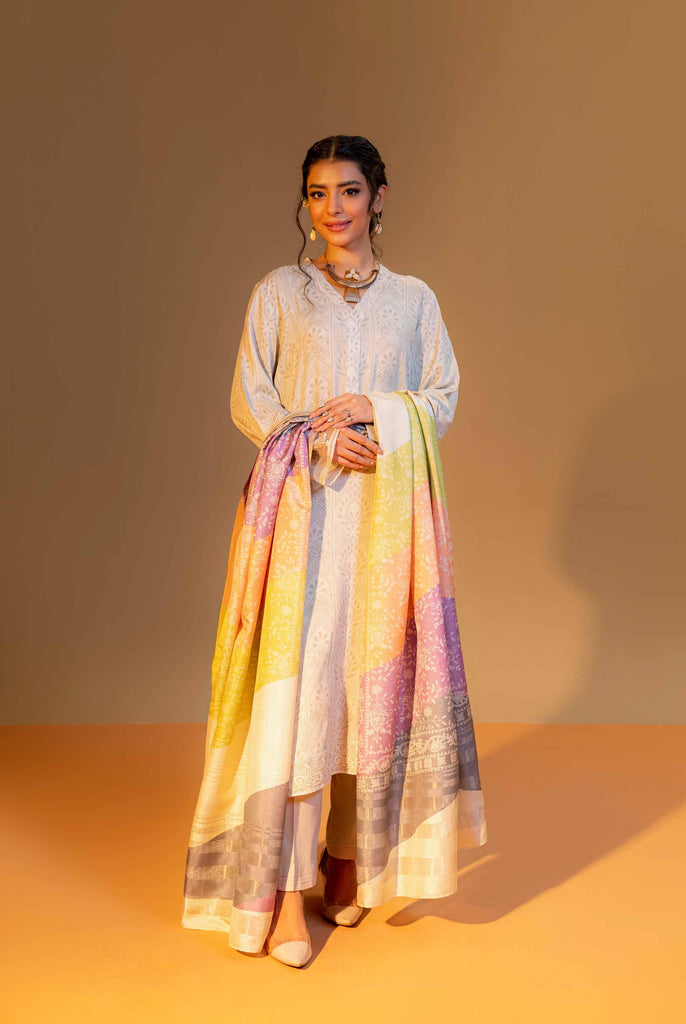 Nishat Linen Silk Collection – 3 Piece - Printed Embroidered Suit - 42306471