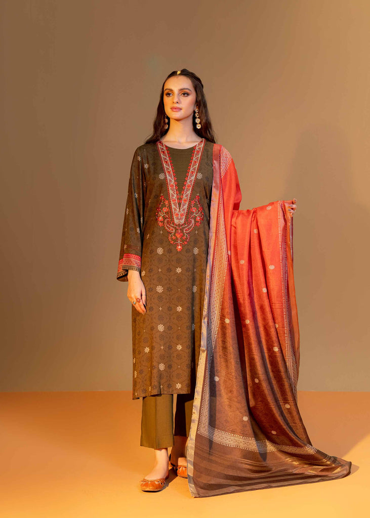 Nishat Linen Silk Collection – 3 Piece - Printed Embroidered Suit - 42306473