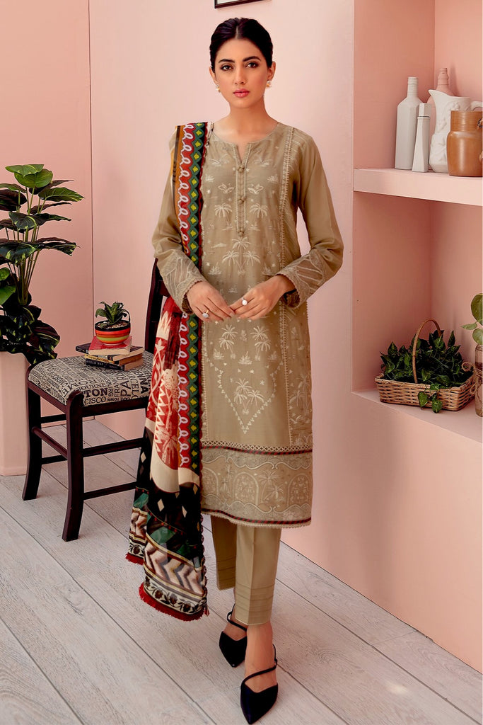 Jazmin Iris Embroidered Lawn Collection '21 – Camel Beige