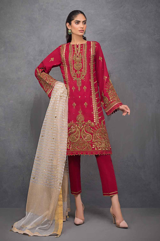 Gul Ahmed Festive Collection – Embroidered Lawn Suit with Dobby Organza Dupatta FE-12260