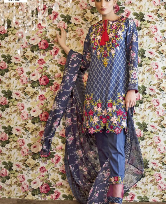 Feminine Embroidered Lawn Collection 2017 – 4A