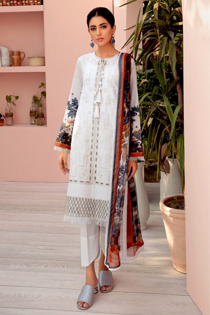 Jazmin Iris Embroidered Lawn Collection '21 – Dove White