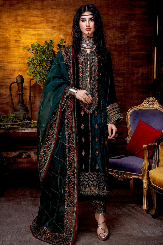 Charizma Signora Luxury Embroidered Velvet With Organza Dupatta – CVT-08