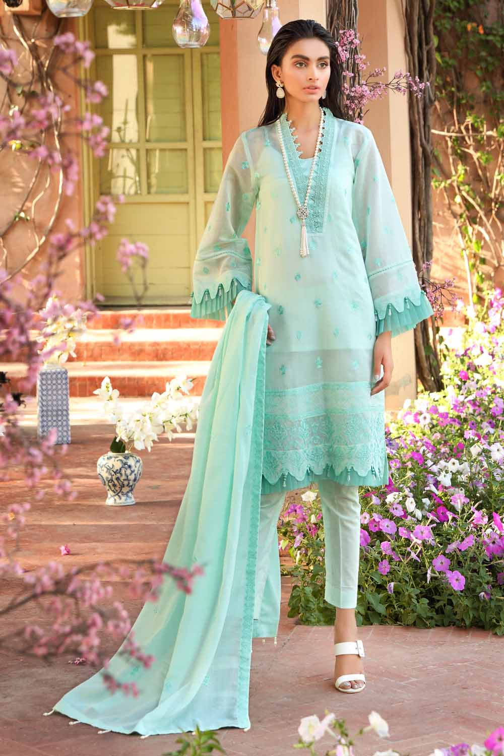 Gul Ahmed Festive Collection – Embroidered Lawn Suit with Cotton