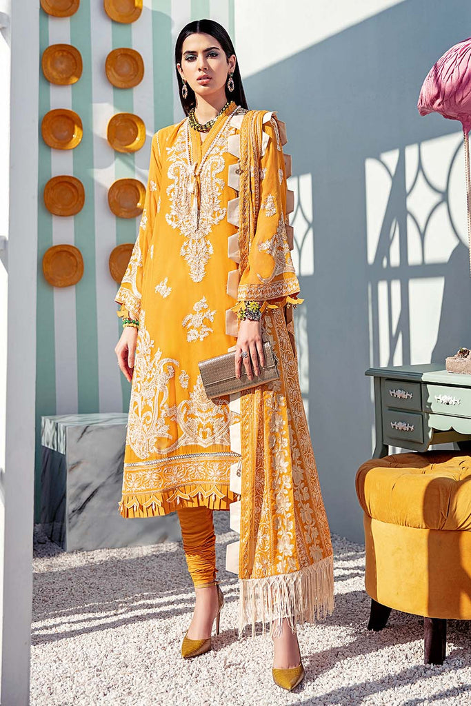 Gul Ahmed Summer Premium Lawn 2021 · 3PC Unstitched Chiffon Embroidered Suit LE-36