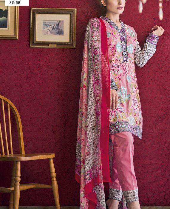 Feminine Embroidered Lawn Collection 2017 – 5B