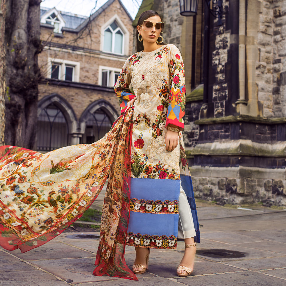 Honey Waqar Luxury Lawn Collection – Botanical Orchestra 5A