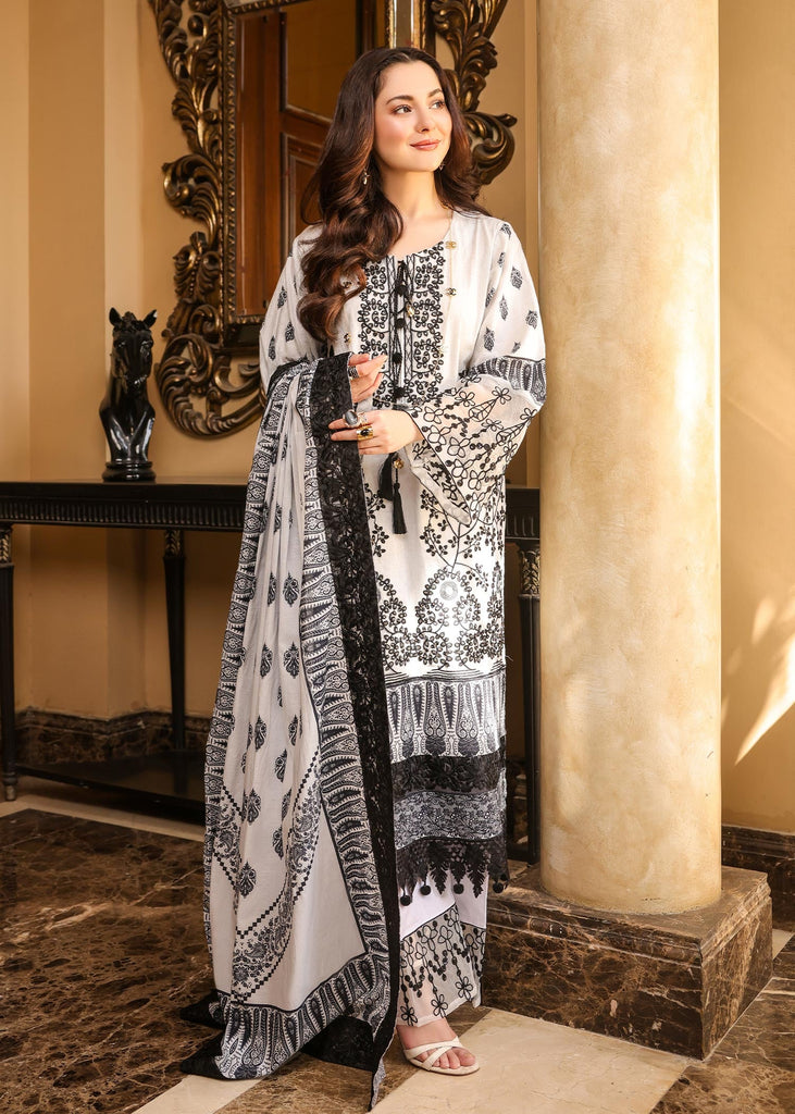 Naushad Imdad Luxury Lawn Collection 2022 – Black & White - NI-LL-001