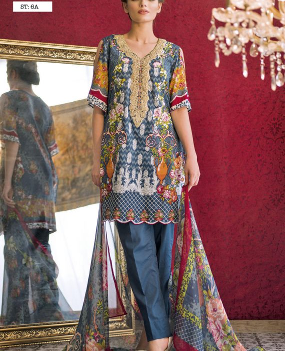 Feminine Embroidered Lawn Collection 2017 – 6A