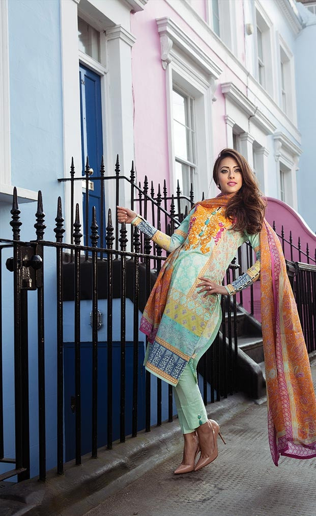 Farah Talib Aziz - Garden of Grace -  Sea Mist Damask 6B - YourLibaas
 - 1