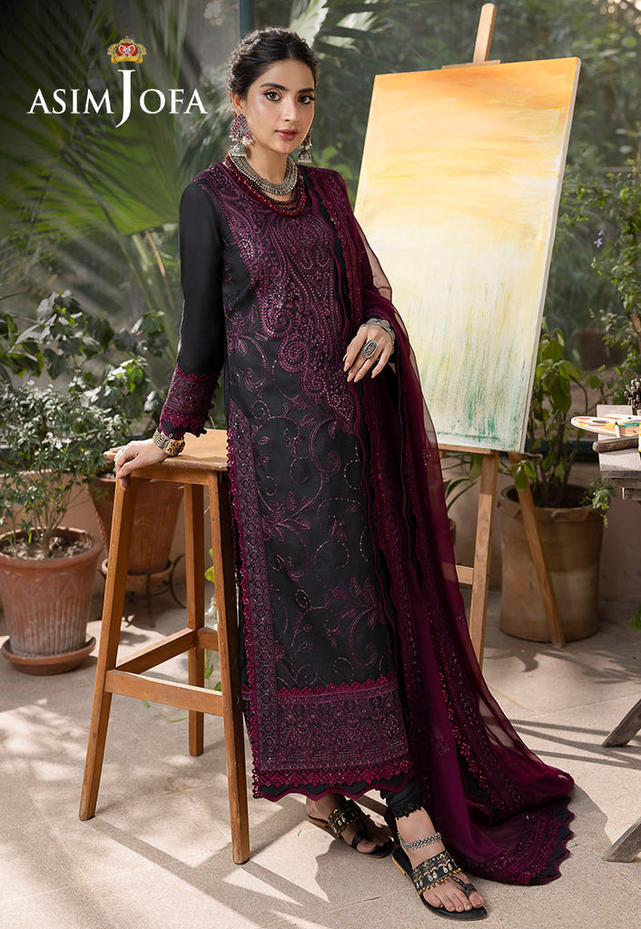 Asim Jofa Shadow Work Lawn Silk Collection – AJSW-16