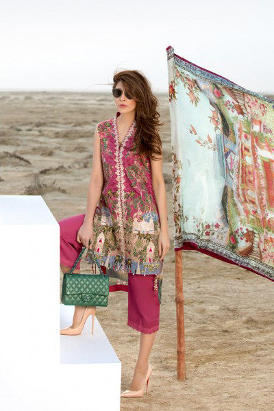 Crimson Luxury Lawn by Saira Shakira – Persian Miniature – Garnet