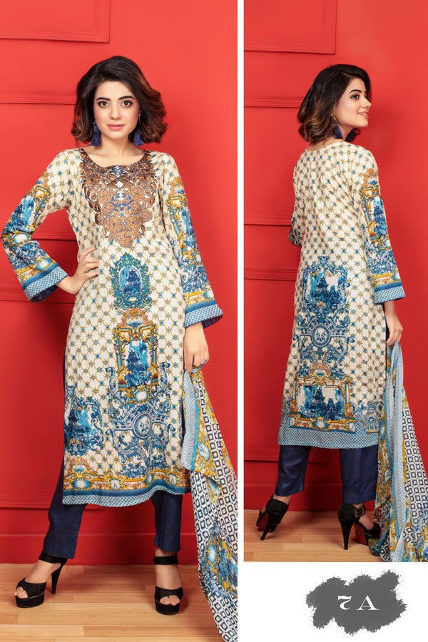 Needle Creation Elegant Embroidered Lawn Collection '17 – 7A