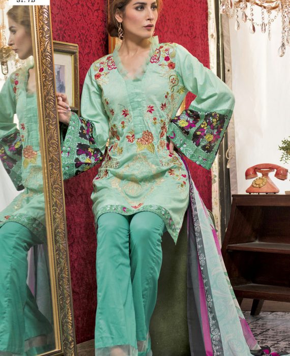Feminine Embroidered Lawn Collection 2017 – 7B