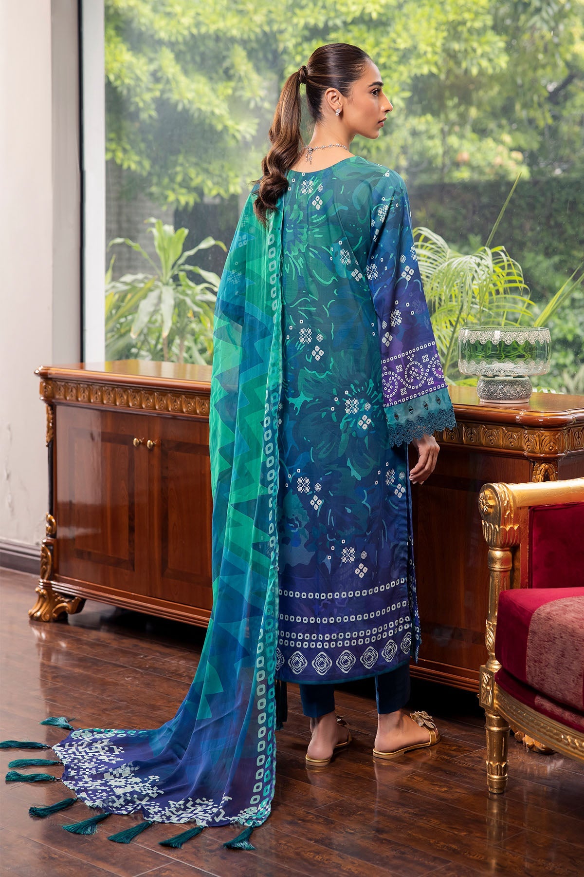 Nureh Embroidered Laser Cut Lawn with Printed Chiffon Dupatta NE- 166