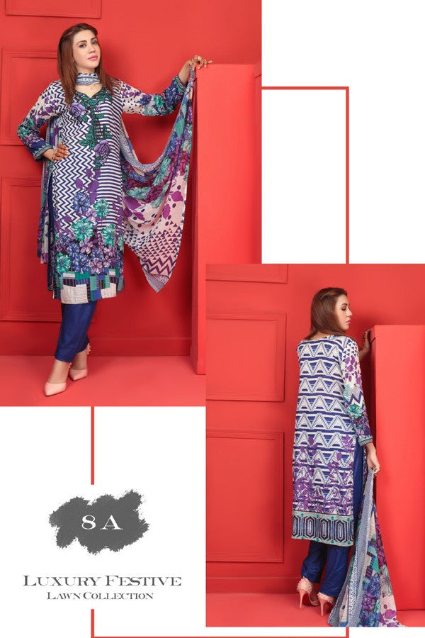Needle Creation Elegant Embroidered Lawn Collection '17 – 8A