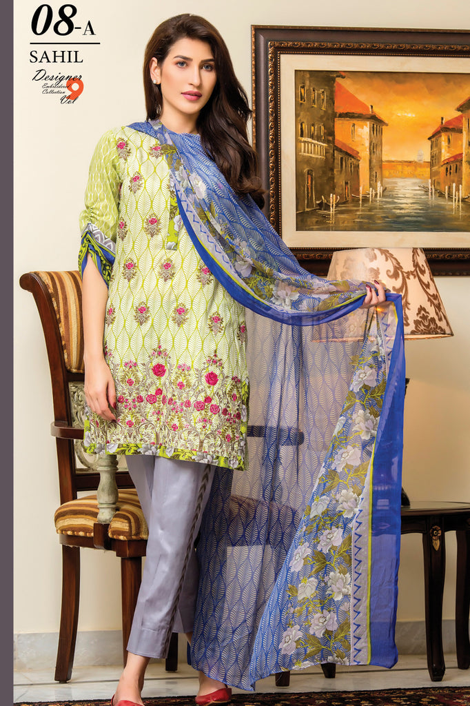 Sahil Designer Embroidered Lawn Collection Vol-9 – 8A
