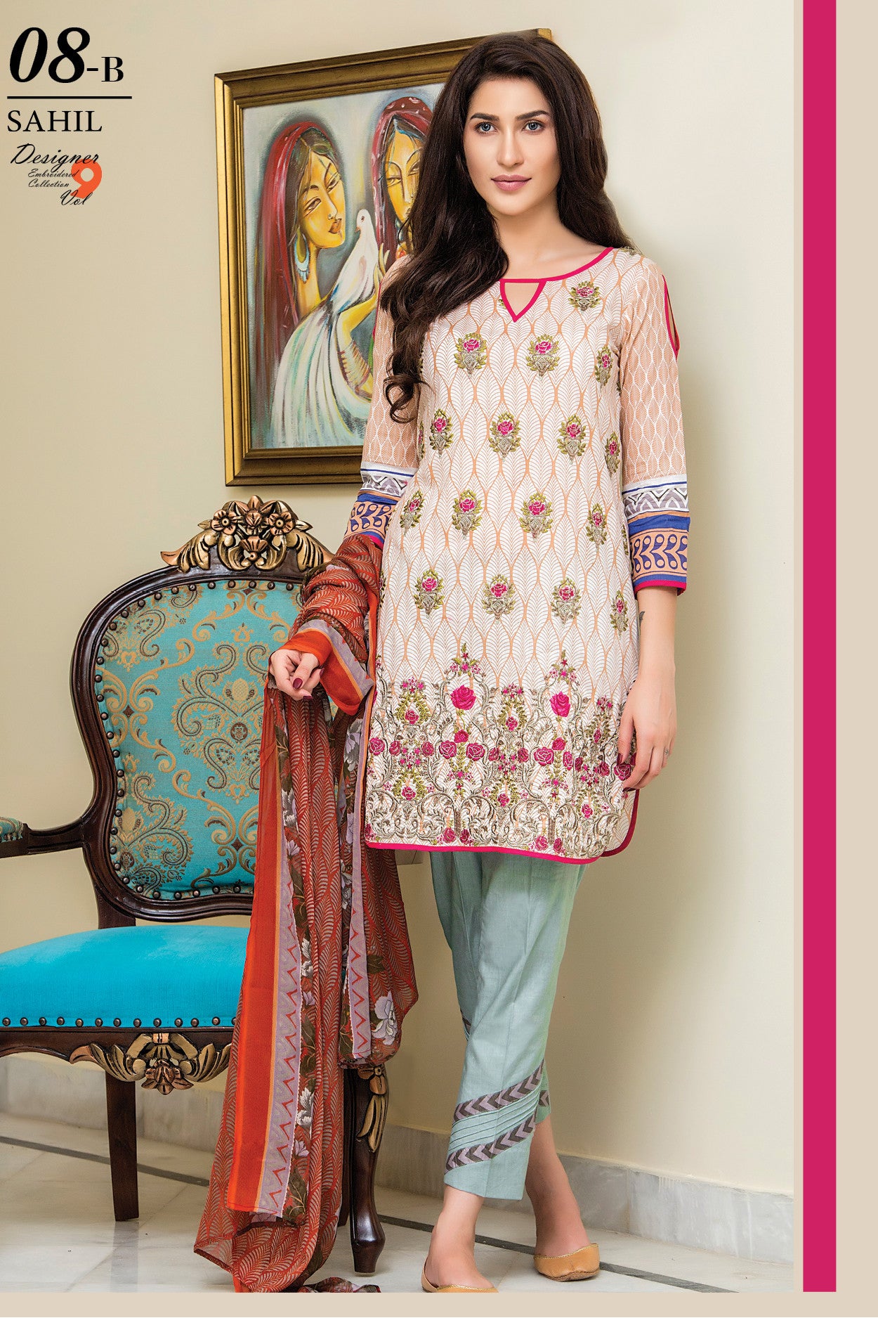 Sahil Collection Sahil Designer Lawn Collection Vol-9 β 8B β Pakistani Lawn Suits ...