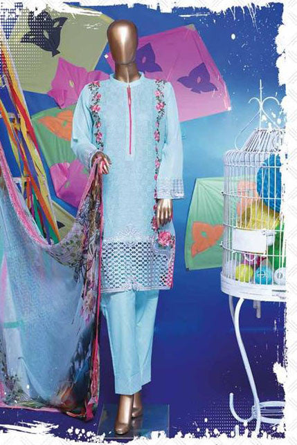 HZ Textiles Regalia Swiss Embroidered Festive Eid Collection – Design 9 Light Ferozi