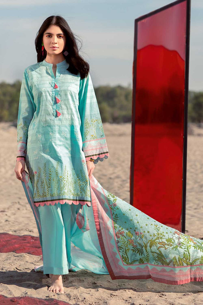 Gul Ahmed Summer Basic Lawn 2021 · 2PC Unstitched Digital Printed Embroidered Lawn Shirt With Printed Lawn Dupatta TL-296