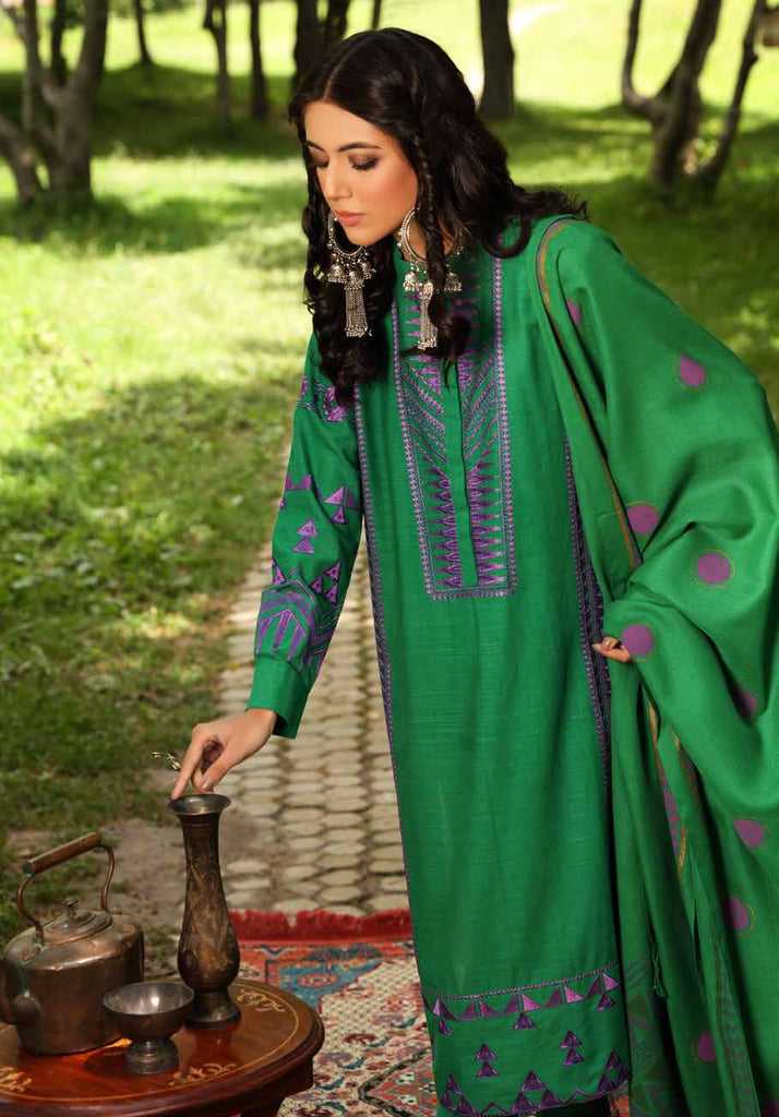 Gul Ahmed Winter Collection 2021 · 3 PC Khaddar Suit with Pashmina Shawl – AP-12041