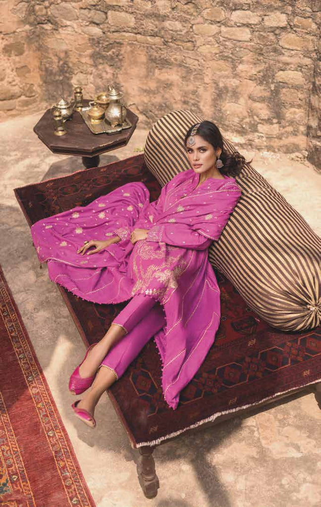 Gul Ahmed Winter Collection 2021 · 3 PC Khaddar Suit with Pashmina Shawl – AP-12053