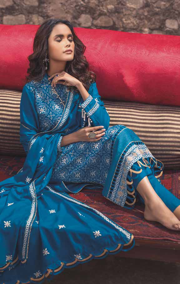 Gul Ahmed Winter Collection 2021 · 3 PC Khaddar Suit with Pashmina Shawl – AP-12065