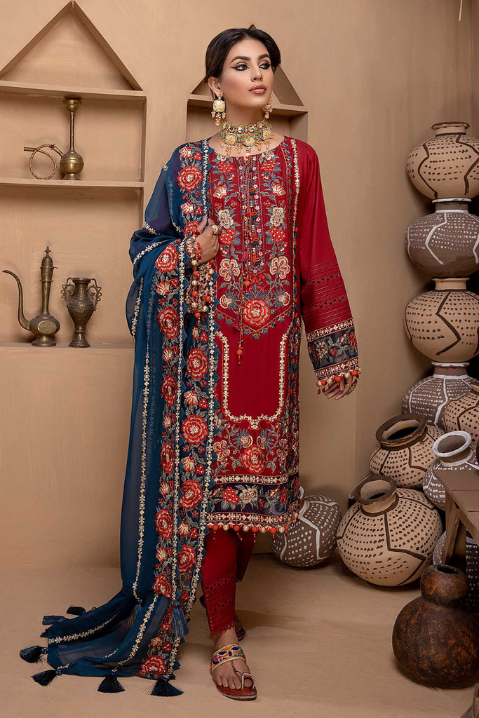 Adan's Libas Aangan Lawn Collection  – Firebrick