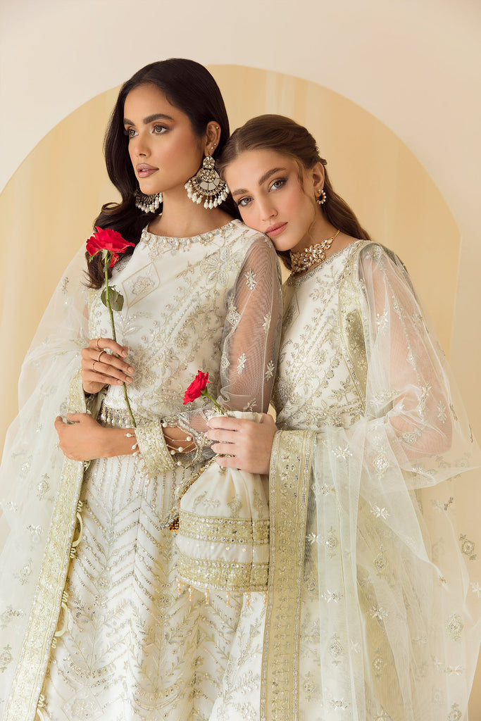 Alizeh Rang-e-Mehr Formal Collection – Embroidered Net White - V14D07
