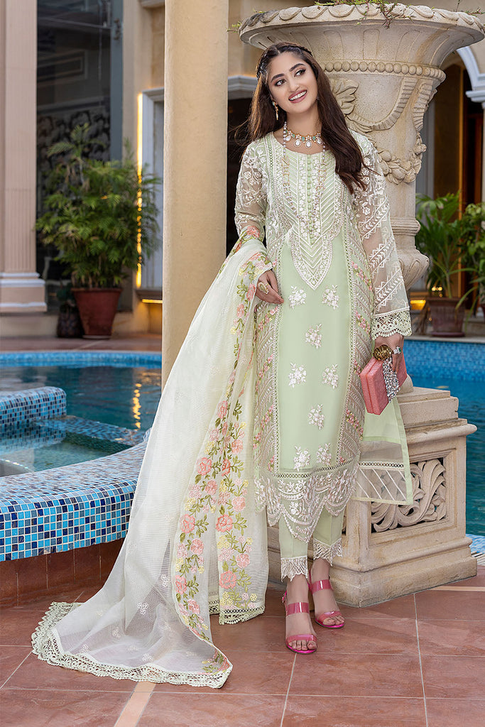 Azure Luxe Festive Edit Embroidered Lawn Collection – Floral Mint