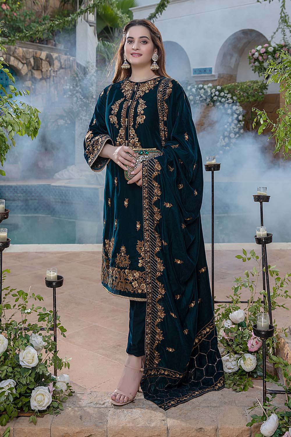 Azure Velvet Winter 2Pc Collection – Vintage Forest – YourLibaas