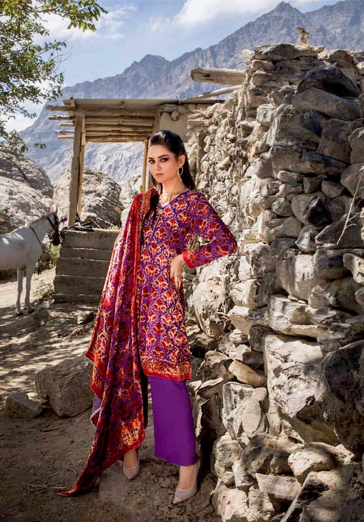 Gul Ahmed Winter Collection 2021 · 3 PC Velvet Suit with Velvet Dupatta – BVL-12012A