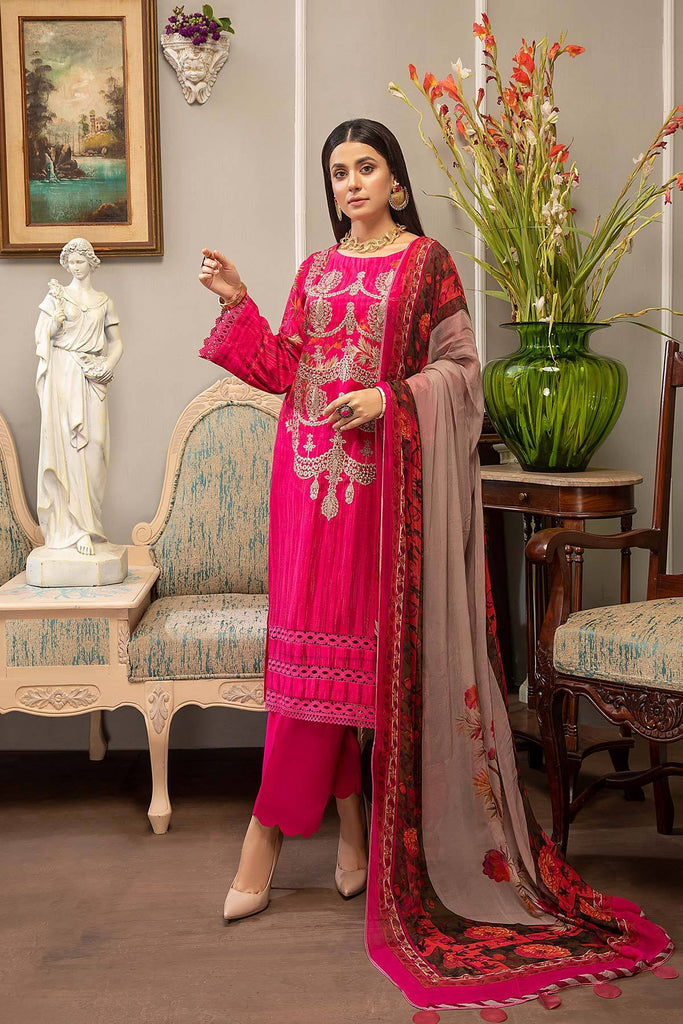 Bin Rashid by Charizma · Embroidered Linen Masoori with Chiffon Dupatta – BR-06