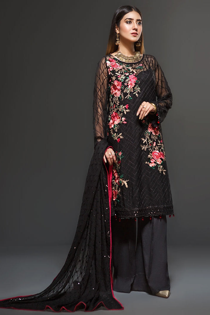 Zarif Embroidered Chiffon Collection 2019 Black Charm YourLibaas Zarif Embroidered Chiffon Collection 2019 Black Charm YourLibaas