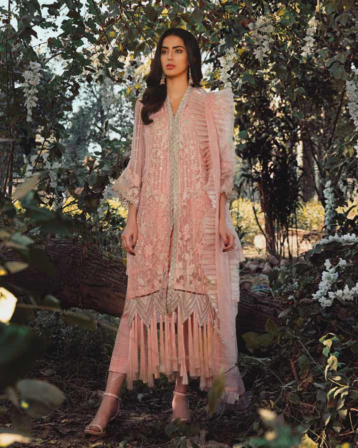 Adan's Libas Arcadia Festive Chiffon Collection – Blush | ZA-1289