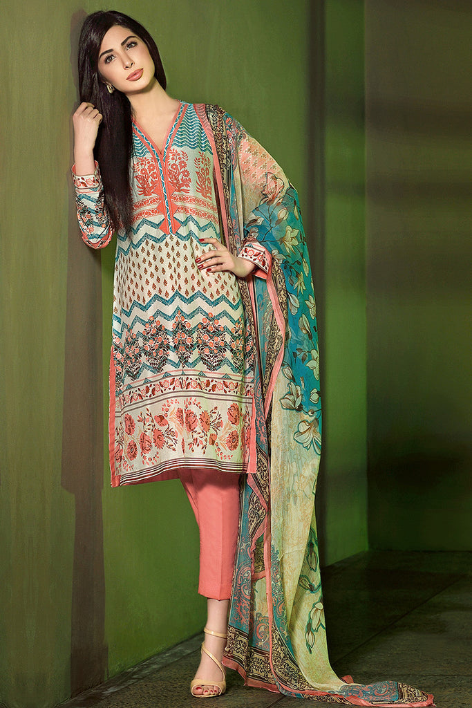 Gul Ahmed Peach La Chiffon – C-403 - YourLibaas
 - 1