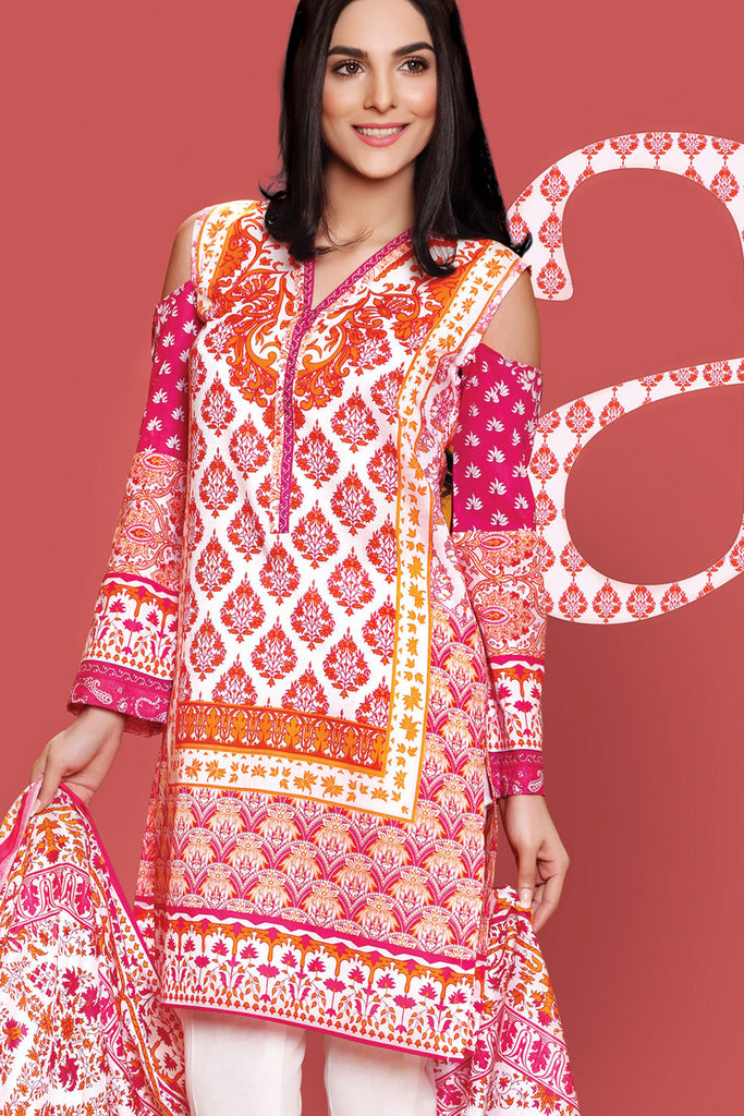 Gul Ahmed Summer 2017 - Red 3 PC Printed Lawn Dress CL-211 B